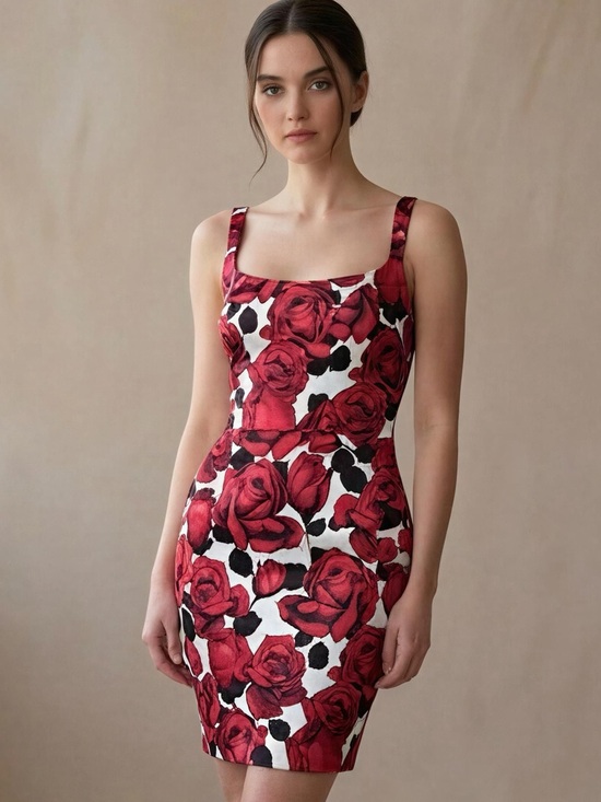 White House Black Market Dresses & Skirts - WHBM White House Black Market NWT Red & White Rose Sheath Dress Size 4